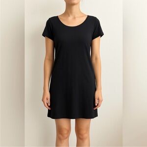 Eileen Fisher black organic cotton classic Tee Shirt dress Size Medium